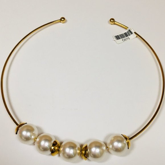 Gold Choker with Pearls Necklace - Picture 1 of 3